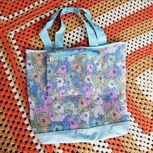 My Little Pony Tote Bag Retro Nylon Cute Beach Bag With Removable Pouch